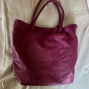 Crate&Barrel genuine leather berry tote